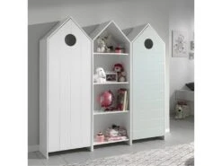 HAVRE - Pack Bibliothèque + 2 Armoires Blanche Et Verte