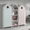 HAVRE - Pack Bibliothèque + 2 Armoires Rose Et Verte