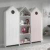 HAVRE - Pack Bibliothèque + 2 Armoires Blanche Et Rose