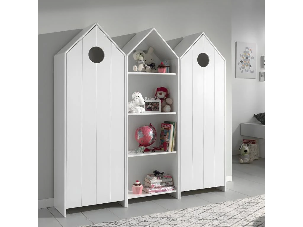 HAVRE - Pack Bibliothèque + 2 Armoires Blanches 1 HAVRE - Pack Bibliothèque + 2 Armoires Blanches