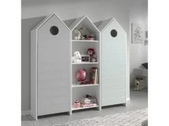 HAVRE - Pack Bibliothèque + 2 Armoires Verte Et Grise