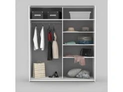 Armoire Design 2 Portes Coulissantes 200cm Couleur Blanc. Collection SMITH -Fren Soldes Boutique armoire et dressing 10560697