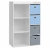 Meuble De Rangement Pour Garçon 3 Niches + 4 Tiroirs Bleu Et Gris