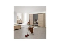 Armoire 3 Portes Coulissantes 280 Cm Bois Clair/miroir - ANAELLE -Fren Soldes Boutique armoire et dressing 11144071