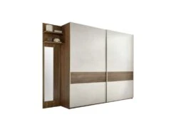 Armoire 2 Portes Coulissantes Noyer Foncé/Argile - ANIECE N°1