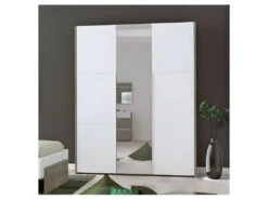 Armoire 3 Portes Battantes Chêne Délavé/Blanc Mat - FLORINE -Fren Soldes Boutique armoire et dressing 11144235