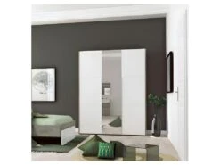 Armoire 3 Portes Battantes Chêne Délavé/Blanc Mat - FLORINE -Fren Soldes Boutique armoire et dressing 11144239