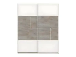 Armoire 2 Portes Coulissantes ChĂȘne DĂ©lavĂ©/Blanc Mat - FLORINE