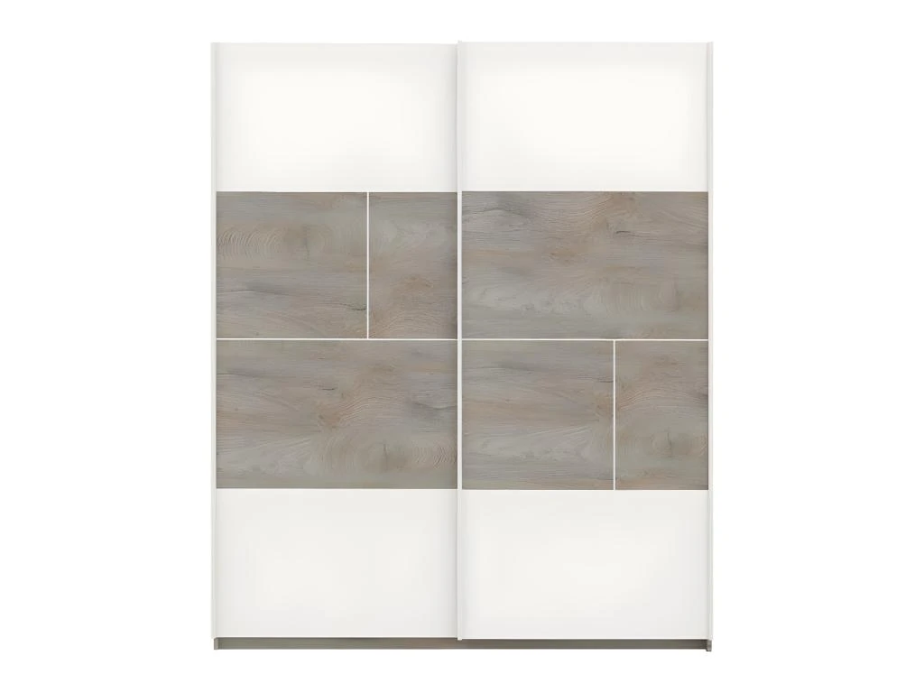 Armoire 2 Portes Coulissantes Chêne Délavé/Blanc Mat - FLORINE 1 Armoire 2 Portes Coulissantes Chêne Délavé/Blanc Mat - FLORINE