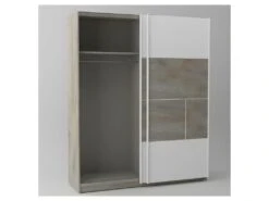 Armoire 2 Portes Coulissantes Chêne Délavé/Blanc Mat - FLORINE 6 Armoire 2 Portes Coulissantes Chêne Délavé/Blanc Mat - FLORINE -Fren Soldes Boutique armoire et dressing 11144271
