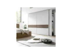 Armoire 2 Portes Coulissantes Blanc/Noyer Foncé - ANIECE N°4 -Fren Soldes Boutique armoire et dressing 11144425