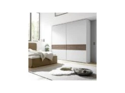 Armoire 2 Portes Coulissantes Blanc/Noyer Foncé - ANIECE N°4 -Fren Soldes Boutique armoire et dressing 11144427