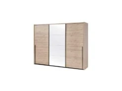 Armoire 3 Portes Coulissantes 250 Cm Bois Clair/miroir - ANAELLE
