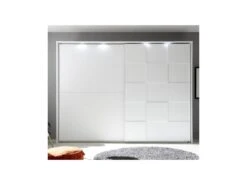 Armoire 2 Portes Coulissantes 275 Cm Blanc Mat à LEDs - TICATO -Fren Soldes Boutique armoire et dressing 11144589