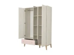 Armoire 3 Portes 1 Tiroir Bois Blanchi - SOLVEIG -Fren Soldes Boutique armoire et dressing 11144611