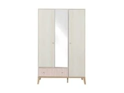 Armoire 3 Portes 1 Tiroir Bois Blanchi - SOLVEIG -Fren Soldes Boutique armoire et dressing 11144613