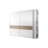 Armoire 2 Portes Coulissantes Blanc/Noyer Clair - ANIECE N°3