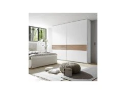 Armoire 2 Portes Coulissantes Blanc/Noyer Clair - ANIECE N°3 -Fren Soldes Boutique armoire et dressing 11144751