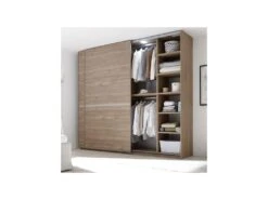 Armoire 2 Portes Coulissantes Noyer Clair/Argile - ANIECE -Fren Soldes Boutique armoire et dressing 11144777