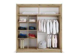 Armoire 2 Portes Coulissantes - Avec Miroir - L203 Cm - Coloris : Naturel - AUTLAN -Fren Soldes Boutique armoire et dressing 11510153