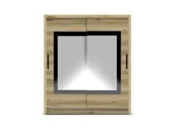 Armoire 2 Portes Coulissantes - Avec Miroir - L203 Cm - Coloris : Naturel - AUTLAN -Fren Soldes Boutique armoire et dressing 11510157