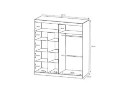 Armoire 2 Portes Coulissantes - Avec Miroir - L203 Cm - Coloris : Naturel - AUTLAN -Fren Soldes Boutique armoire et dressing 11736103