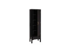 Armoire Lingère 2 Portes, 2 Tiroirs Noire Meuble Chinois - PEKIN
