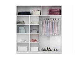 Armoire 2 Portes Coulissantes - Avec Miroir - L203 Cm - Coloris : Blanc - AUTLAN -Fren Soldes Boutique armoire et dressing 12308329