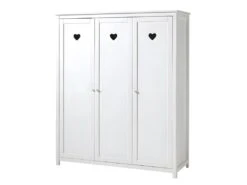 MILADY - Armoire 3 Portes Blanche Motifs Coeurs Ajourés 5 MILADY - Armoire 3 Portes Blanche Motifs Coeurs Ajourés -Fren Soldes Boutique armoire et dressing 12350569