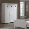 MILADY - Armoire 3 Portes Blanche Motifs Coeurs Ajourés