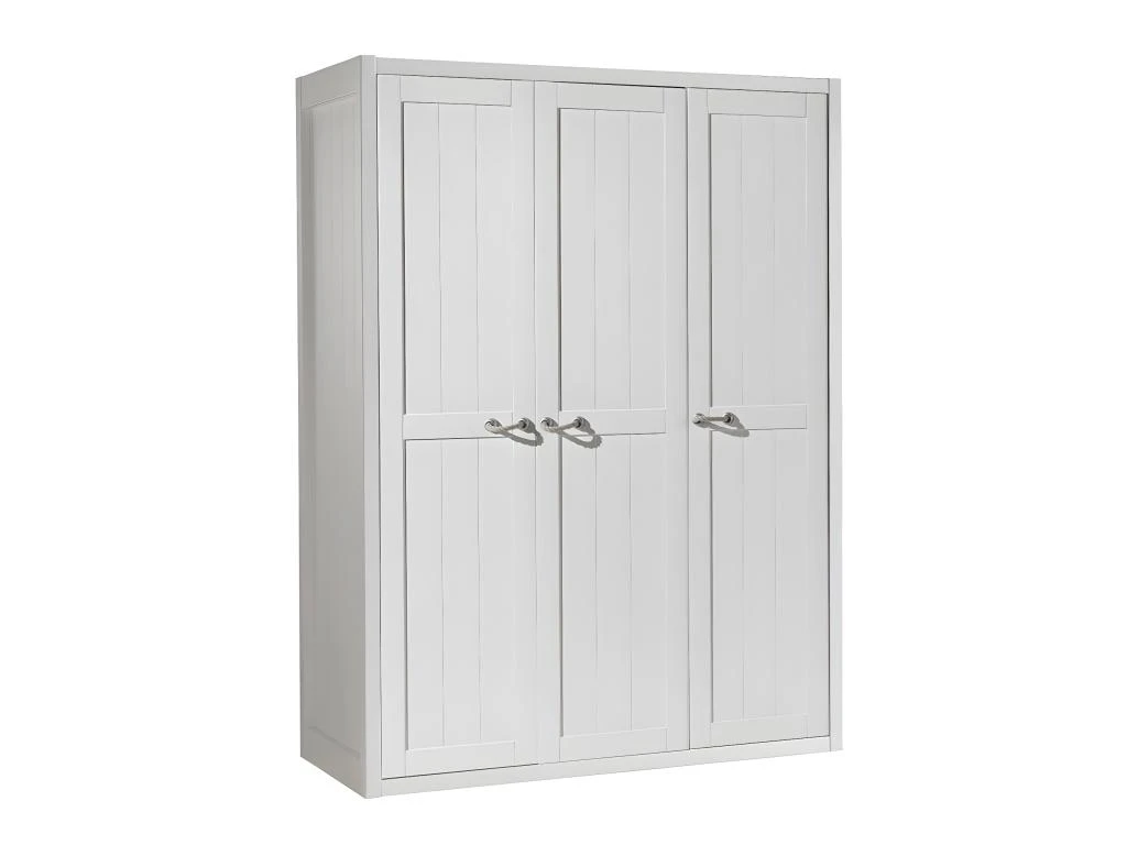 LAZIO - Armoire 3 Portes Effet Lambris Poignées Corde 1 LAZIO - Armoire 3 Portes Effet Lambris Poignées Corde