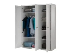 LAZIO - Armoire 3 Portes Effet Lambris Poignées Corde 6 LAZIO - Armoire 3 Portes Effet Lambris Poignées Corde -Fren Soldes Boutique armoire et dressing 12350579