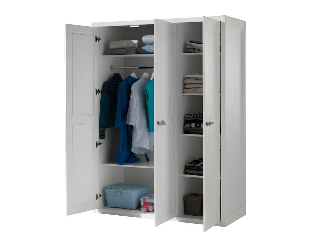 LAZIO - Armoire 3 Portes Effet Lambris Poignées Corde 3 LAZIO - Armoire 3 Portes Effet Lambris Poignées Corde – Image 3