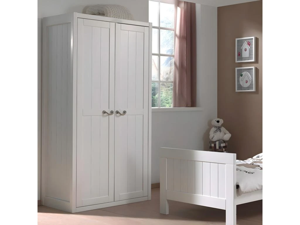 LAZIO - Armoire 2 Portes Effet Lambris Poignées Corde 2 LAZIO - Armoire 2 Portes Effet Lambris Poignées Corde – Image 2