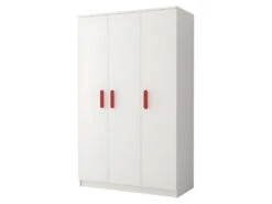 OLLIE - Armoire 3 Portes Chambre D'enfants - 193x120x50 Cm - 7 étagères + Tringle