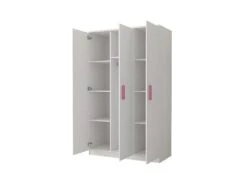 OLLIE - Armoire 3 Portes Chambre D'enfants - 193x120x50 Cm - 7 étagères + Tringle -Fren Soldes Boutique armoire et dressing 12356167