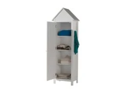 LAZIO - Armoire 1 Porte Blanche Style Cabane De Plage -Fren Soldes Boutique armoire et dressing 12384359