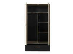 Armoire 2 Portes 1 Tiroir Chêne/Noir - ESTHER -Fren Soldes Boutique armoire et dressing 12496337