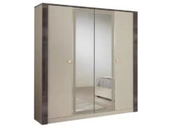 PANACA - Armoire 4 Portes Coloris Crème Et Bronze