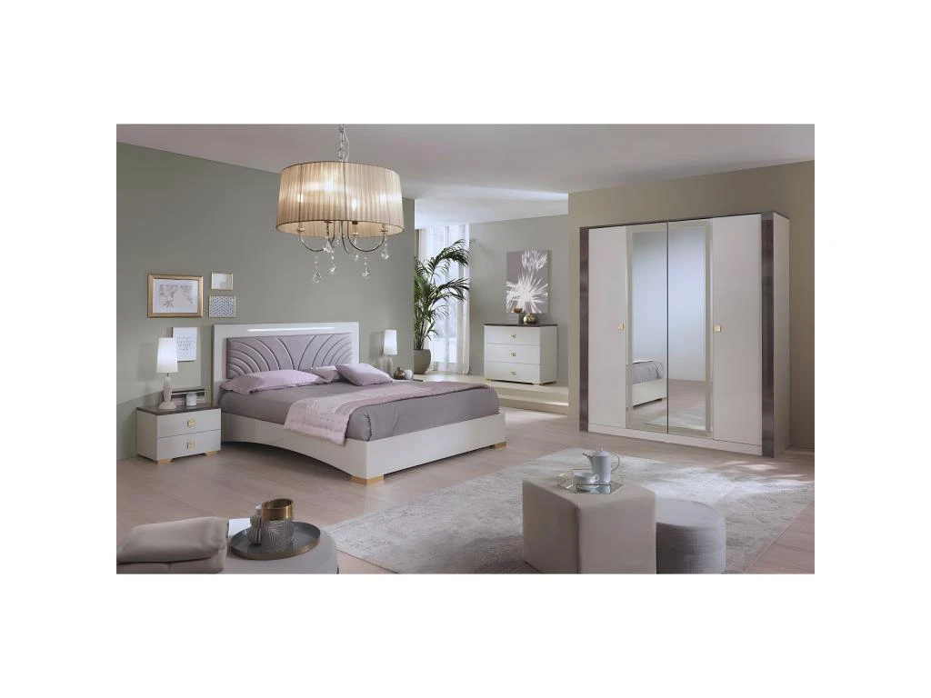 PANACA - Armoire 4 Portes Coloris Crème Et Bronze 2 PANACA - Armoire 4 Portes Coloris Crème Et Bronze – Image 2