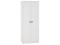Armoire RESIDENCIA En Pin Lasuré Blanc, Penderie Pour Vêtements Style Mexicain Avec 2 Portes