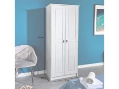 Armoire RESIDENCIA En Pin Lasuré Blanc, Penderie Pour Vêtements Style Mexicain Avec 2 Portes -Fren Soldes Boutique armoire et dressing 12853313