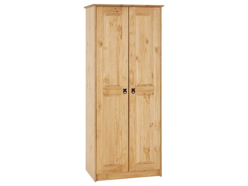 Armoire BARRIO En Pin Massif Style Mexicain, Penderie Pour Vêtements Avec 2 Portes, Finition Teintée/cirée 1 Armoire BARRIO En Pin Massif Style Mexicain, Penderie Pour Vêtements Avec 2 Portes, Finition Teintée/cirée