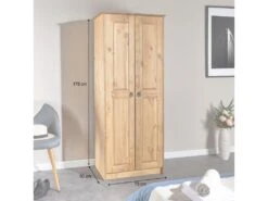 Armoire BARRIO En Pin Massif Style Mexicain, Penderie Pour Vêtements Avec 2 Portes, Finition Teintée/cirée 9 Armoire BARRIO En Pin Massif Style Mexicain, Penderie Pour Vêtements Avec 2 Portes, Finition Teintée/cirée -Fren Soldes Boutique armoire et dressing 12853363