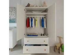 Armoire Enfant Gabby Blanc Et Bois -Fren Soldes Boutique armoire et dressing 13076467