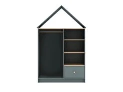 KAINA - Dressing Cabane Enfant MDF Et Pin Coloris Gris Vert Et Naturel -Fren Soldes Boutique armoire et dressing 13819233