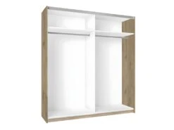 KONETIS - Armoire Penderie 2 Portes Coulissantes Effet Chêne Et Bois Noir -Fren Soldes Boutique armoire et dressing 13855531