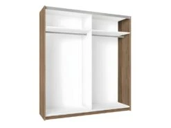 CAMINA - Armoire Penderie 2 Portes Coulissantes Effet Noyer Et Gris Anthracite -Fren Soldes Boutique armoire et dressing 13855541