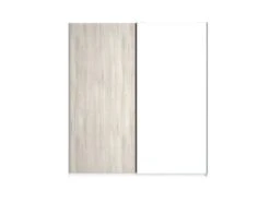 ILONA - Armoire Penderie 2 Portes Coulissantes Effet Chêne Clair Et Blanc Mat -Fren Soldes Boutique armoire et dressing 13855549