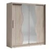 Armoire Coloris Chêne Collection BAHIA, 2 Portes Coulissantes Avec Miroirs, Penderie Intégrée 205cm